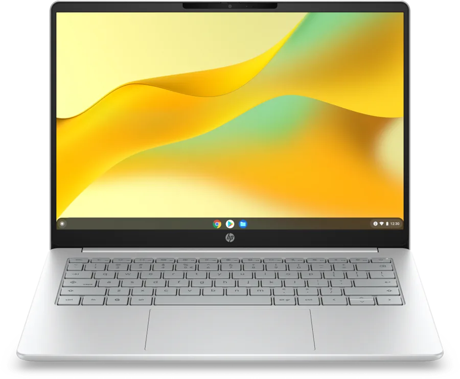 HP Chromebook 14 (2026) in Natural Silver, front view